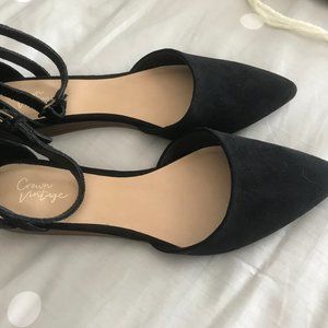 Crown Vintage Black Ankle Strap Flats - 8M
